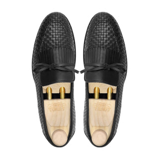Lublin - Men's Black Hand Woven Calf Leather Loafer