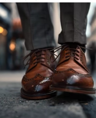 Brown Leather Brogue Wingtip Dress Shoe