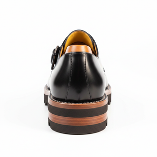 Black leather monk strap dress shoe back view