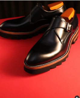 Black Leather Monk Strap Dress Shoe
