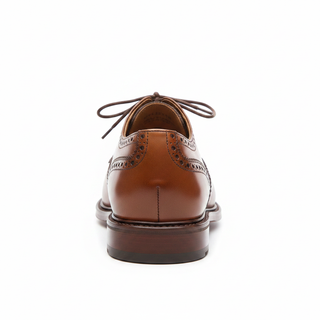 Brown leather brogue wingtip dress shoe back view