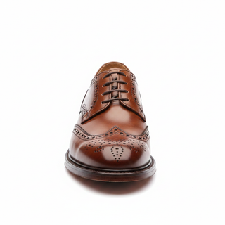 Brown leather brogue wingtip dress shoe front view