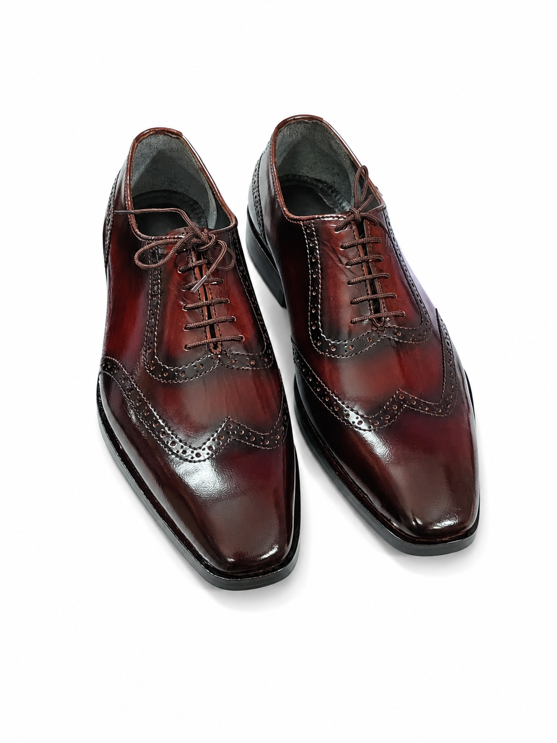 Men's Genuine Brown Leather Wingtip Oxford Shoes