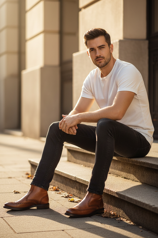 Sitting Model - Leather Boots